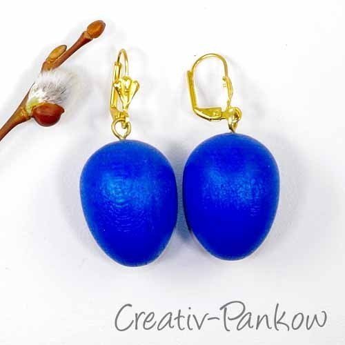 Paar Holz-Ohrringe "Blaues Osterei"