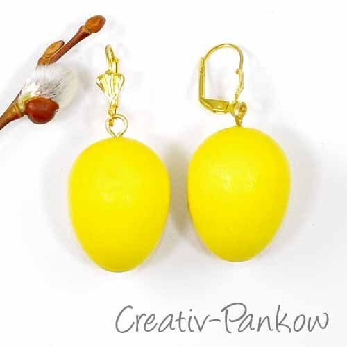 Paar Holz-Ohrringe "Gelbes Osterei"