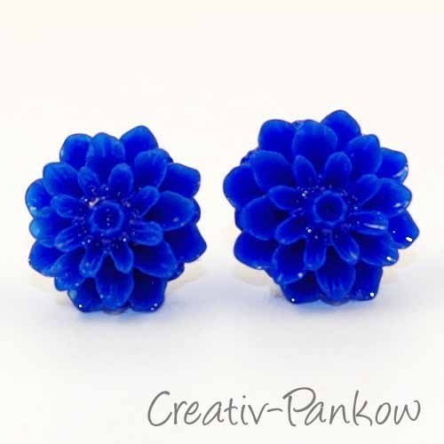 Paar Blüten-Ohrstecker "Blaue Dahlie" 16mm